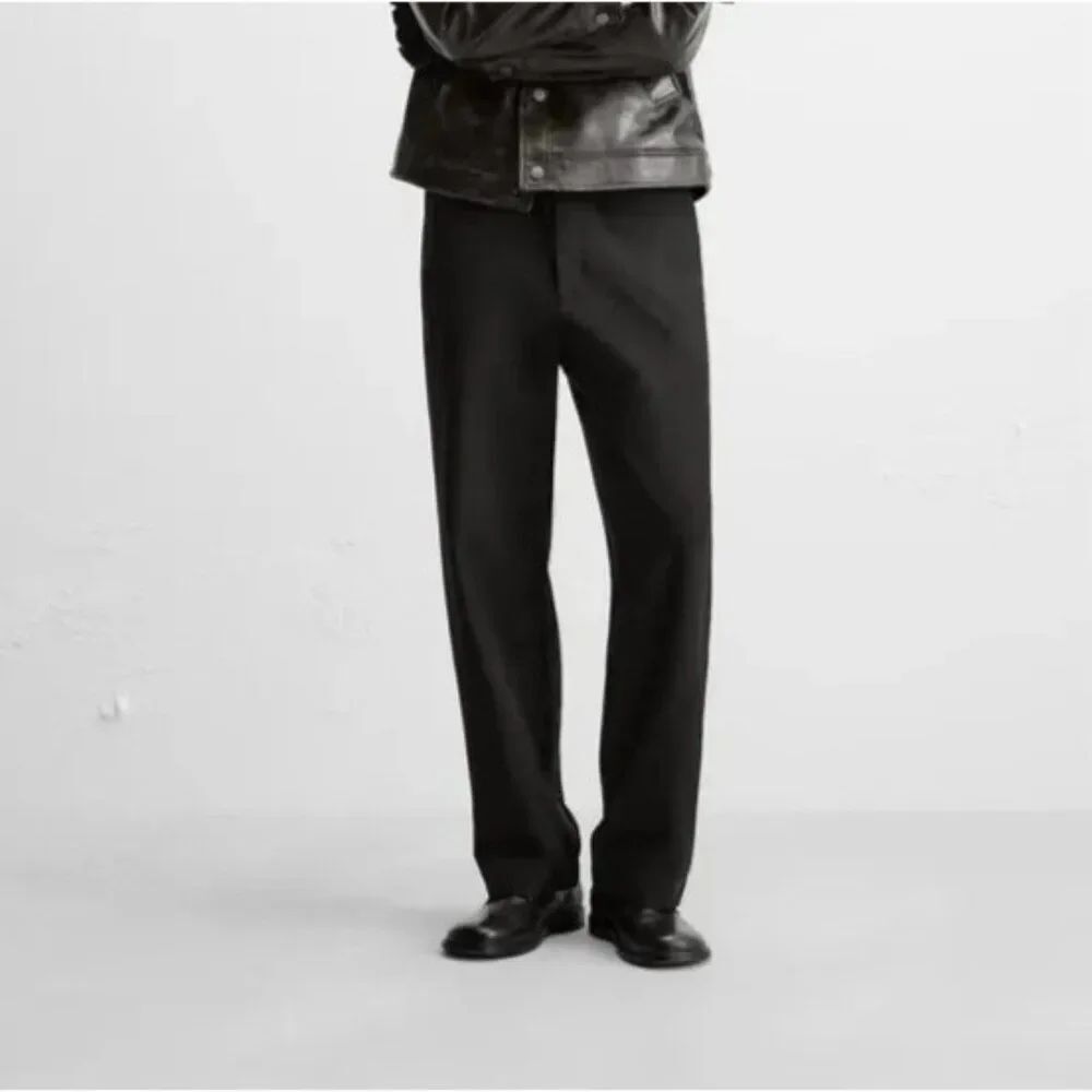 Zara Men Pants EU 40 US 31 Black Straight Fit Flat Front Trousers 7484/319 NWT